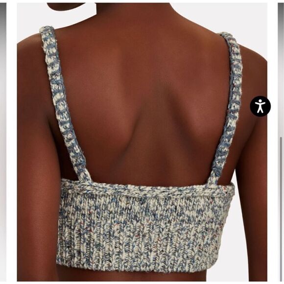 NWT Ulla Johnson Marled Wool Blend Crochet Knit Cropped Lia Top Slate Gray Small - Picture 4 of 11